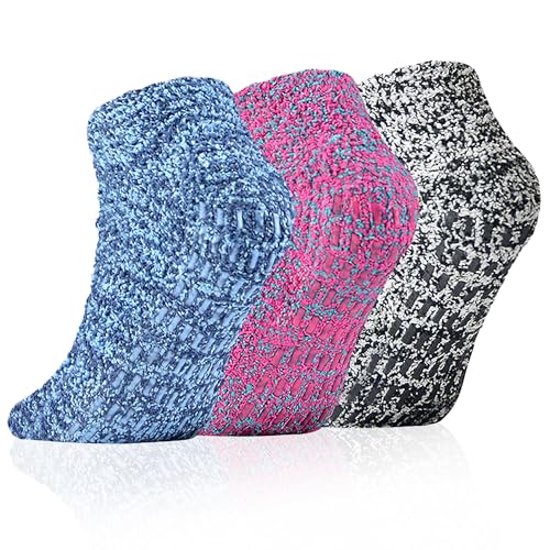 Image of Slipper Socks Women Short Fuzzy Socks with Grips Men Warm Winter Non Slip Home Cozy Hospital Grip Ankle Sock