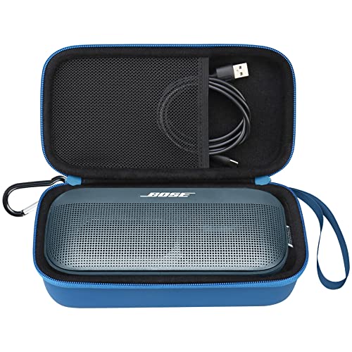 Elonbo Speaker Travel Case For Bose Soundlink Flex Bluetooth Portable Speaker,Outdoor Travel Wireless Waterproof Speaker Carrying Bag Storage Holder,Mesh Pocket For Usb Type C Cable Charger,Stone Blue #TOP23