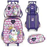 Mochila Infantil Rodinhas Unicórnio Up4You com Lancheira e Estojo Roxo