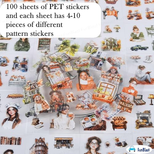Image of FunBlast Self Adhesive 640Pcs /100 Sheets, Flowers Bloom in All Seasons Stickers, Retro Decorative Sticker's for Scrapbook, Japanese Style Sticker's for Project, Journals, Scrapbooking (Spring)