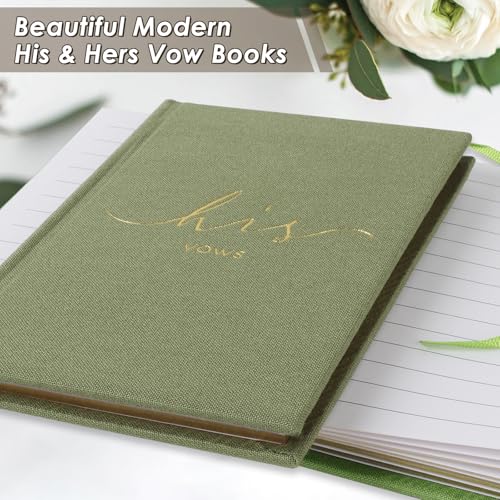 Image of Wedding Vow Books With Gold Foil Lettering, Hard Cover His and Hers Vow Books, Canvas Linen Foil Embossed Wedding Ceremony Vow Books - A Beautiful Addition For The Wedding Day, 56 Pages, 5.9 inch X 3.9 inch