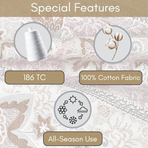 Image of Mafatlal 186 TC Spring Glory King Size Bedsheet Cotton | 274 x 274 cm | Summer-Ready Bedding Fabric for Relaxing Sleep | Pure Cotton Set with 2 Pillow Covers | Chalk White