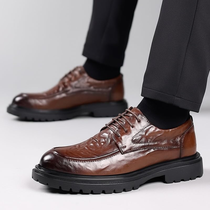 Men's Comfortable Breathable Leather Lace-Up Oxfords Formal Business Dress Shoes Casual Round-Toe Shoes2