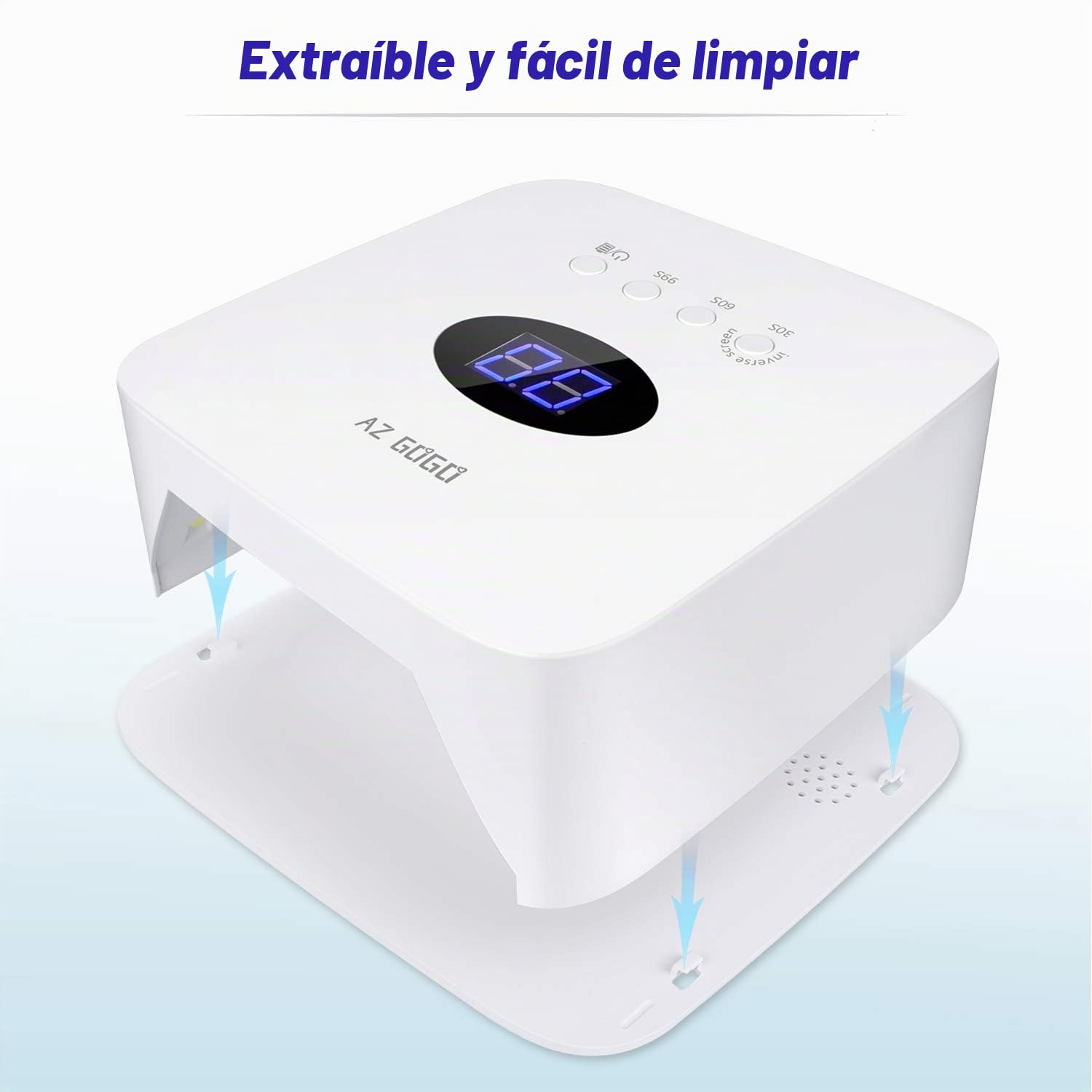 AZ GOGO Lámpara UV LED, Profesional 72W Lampara Secadora de Uñas, Lampara LED Uñas de Gel, UV Lamp Nails Lampara Uñas Semipermanentes, 30/60/99s Timer, con Pantalla LCD y Sensor Automático