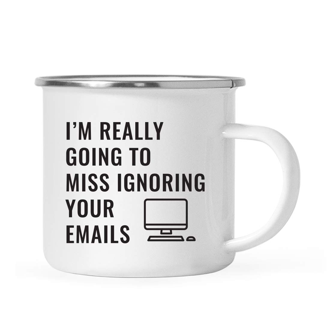 Andaz Press Funny Retirement 11oz. Stainless Steel Campfire Coffee Mug Gift, I'm Really Going to Miss Ignoring Your Emails, 1-Pack, Camp Cup Gifts Ideas for Coworker Employee Boss