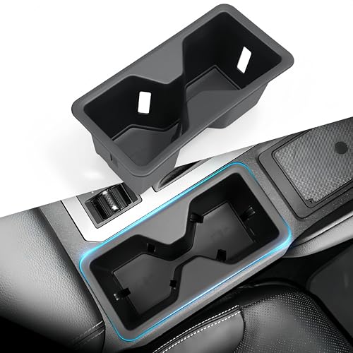 Image of Center Console Cup Holder Inserts for Toyota Land Cruiser 2026 2025 2024, Interior Accessories TPE Car Cup Holder for 2024-2026 Land Cruiser, Black