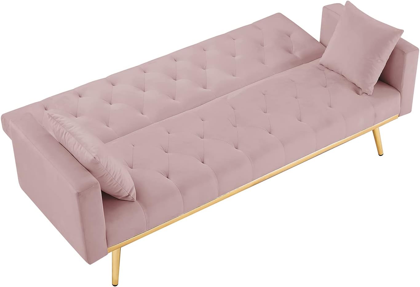 Pink Sofa Bed Couch Convertible Folding Futon Bed Reversible Loveseat Daybed Multifunctional Guest Bed with Mattress for Compact Living Space,Apartment,Dorm,Bedroom,Living Room,Bonus Room
