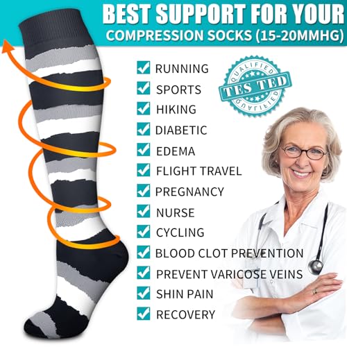 Image of Copper Compression Socks for Women & Men (6 pairs) - Best Support for Nurses, Running, Hiking, Recovery