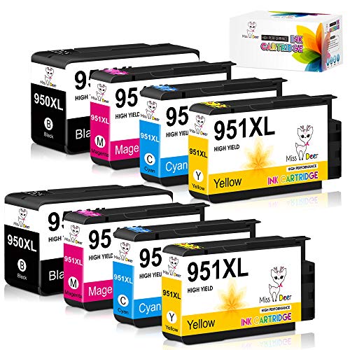 950XL 951XL Compatible Ink Cartridges Replacement for HP 950 XL 951 XL 950 951 Combo Pack Work for HP Officejet Pro 8610 8600 8620 8630 8640 8660 8100 8615 8625 251dw 271dw 276dw,Miss Deer,8-Pack