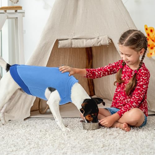 Image of Mihachi Dog Fleece Vest Sweater Zip Up Warm Pullover Step-in Dog Jacket with Dual D-Ring Leash, Winter Cold Weather Reflective Coat Clothes Hoodie for Small Medium Dogs Puppy Cat Boy Girl,Blue L