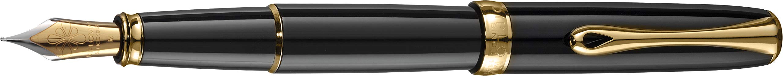 Diplomat Excellence A2 Black Lacquer Fountain Pen with Gold Trim - Medium