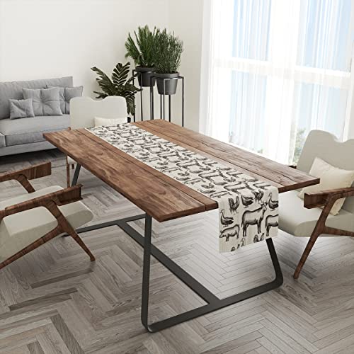 Farm Animal Country Table Runner Cow Chicken Duck Pig Cotton Linen Table Runners Farmhouse Home Decor For Kitchen Dinner Party Holidays Housewarming Gift (14X72 Inches ) #TOP3