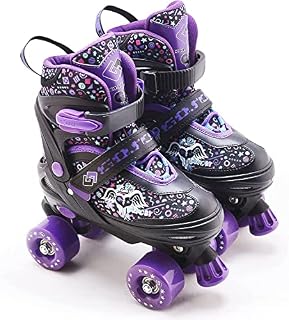 Kids Adjustable Quad Roller Skates, Purple Roller Skates For Girls, 4 Wheel Skates Adjustable Sizes, Purple Colour