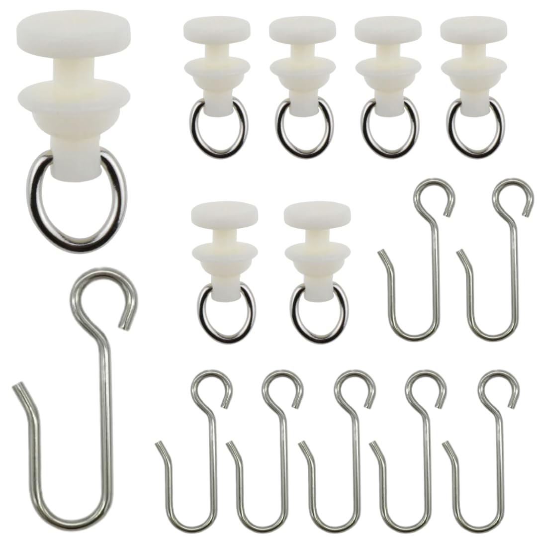 120 Curtain Accessories Curtain Track Twin Wheel Plastic Roller Mute Wheel Roller 60 Pcs Curtain Glider Track Rail Hook 60 Pcs (Slient Runner)