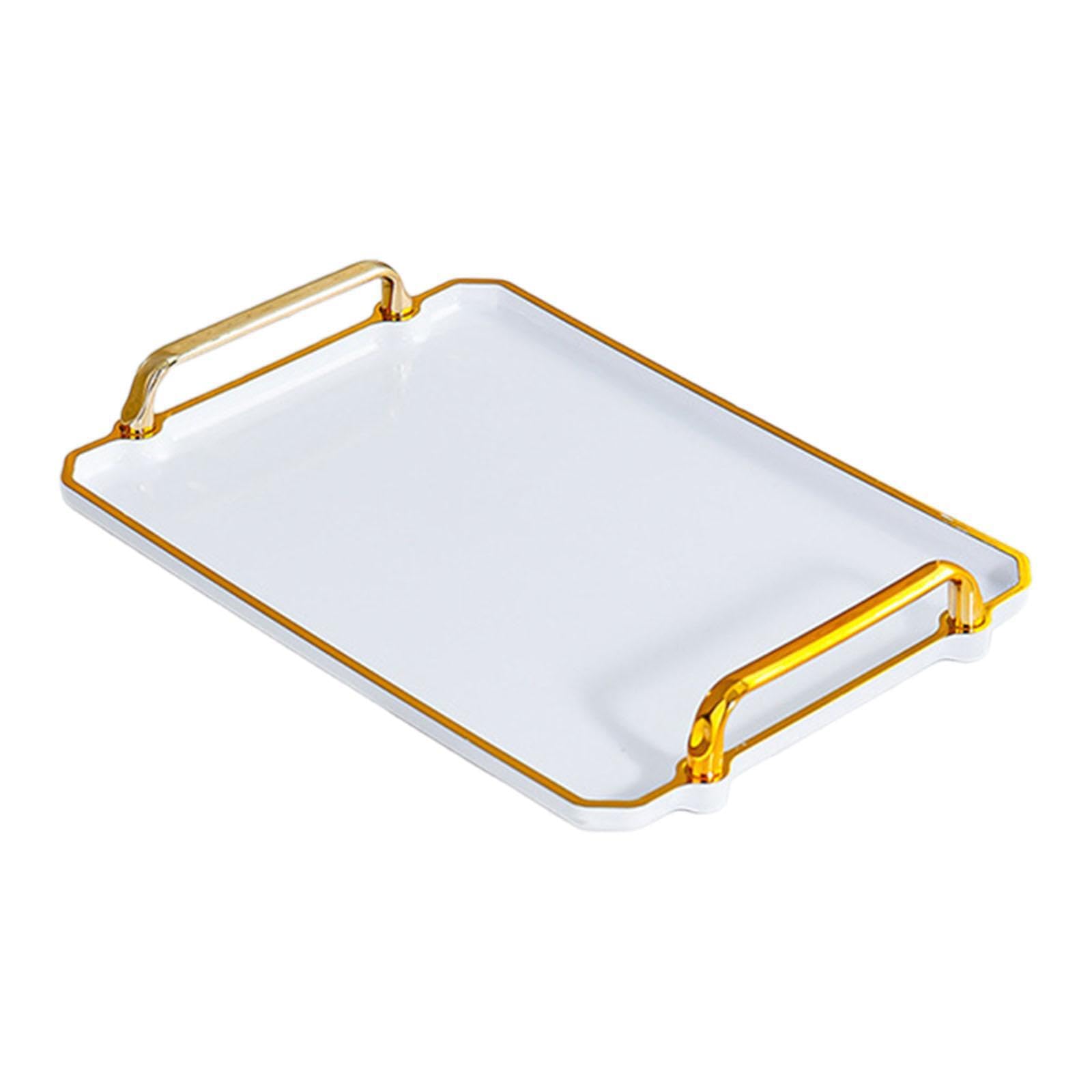 Yixannx Gold Exceptional Serving Tray With Elegant Handles Rectangular Tray Multipurpose Kitchen Decor Solution For All Rooms Coffee Table Breakfast Serving Dishes