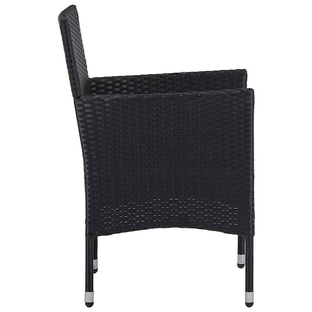 Z litego drewna akacjowego rattan PE czarny 7 częściowy zestaw 64.25