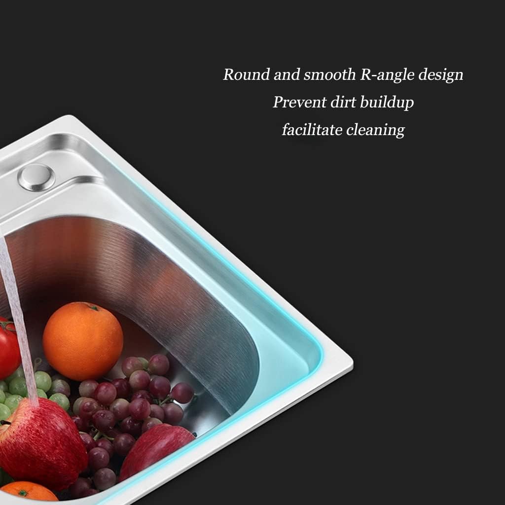 Stainless Steel Sink Kitchen Sink Thickened Integrated Sink Kitchen Sink Household Sink (Color : Silver(B), Style : 68 * 38 * 20cm)