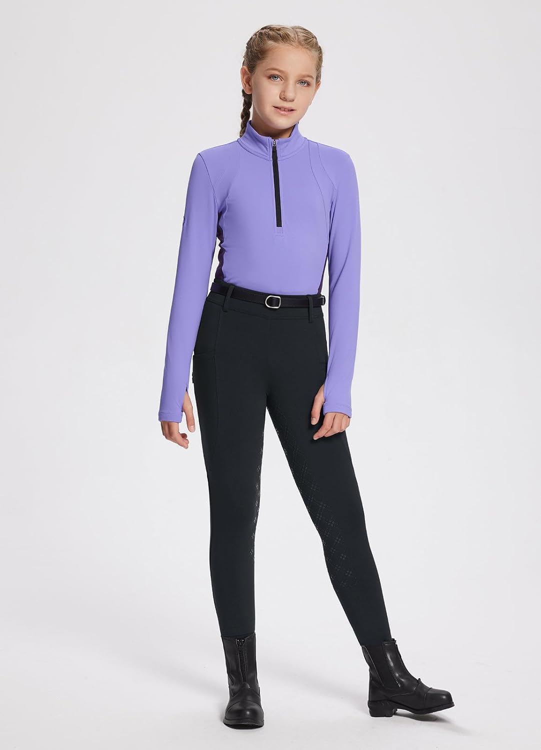 baleaf Girls Riding Pants, Fleece Winter Breeches Full Seat Silicone Kids Horseback Equestrian Zipper Pocket Tight - Image 5