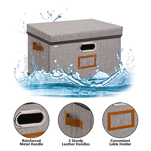 Outbros 6-Pack Large Collapsible Storage Bins With Lids, Foldable Fabric Storage Boxes Organizer Containers Baskets Cube With Label Window, For Home Bedroom Office, 13*9*7.9In Gray #TOP4