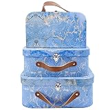 Decorative Box Paperboard Suitcases, Set of 3 Decorative Storage Boxes with Lids, Cardboard Suitcase