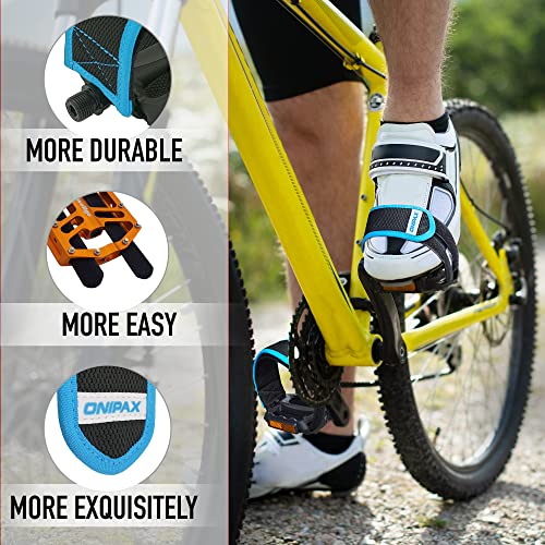 Onipax Outdoor Bike Pedal Straps Pedal Toe Clips Straps Tape 2 Pieces (Blue) #TOP2