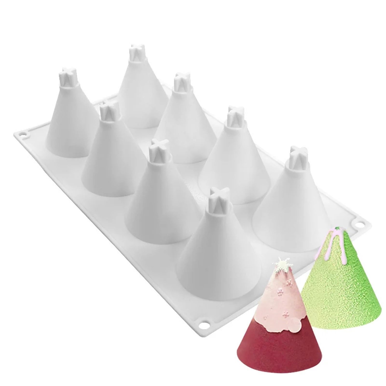 Molde de silicona for Mousse árbol Navidad, cono 8 eslabones, bricolaje, postre, pastel, hornear, vela, 2 uds para Velas