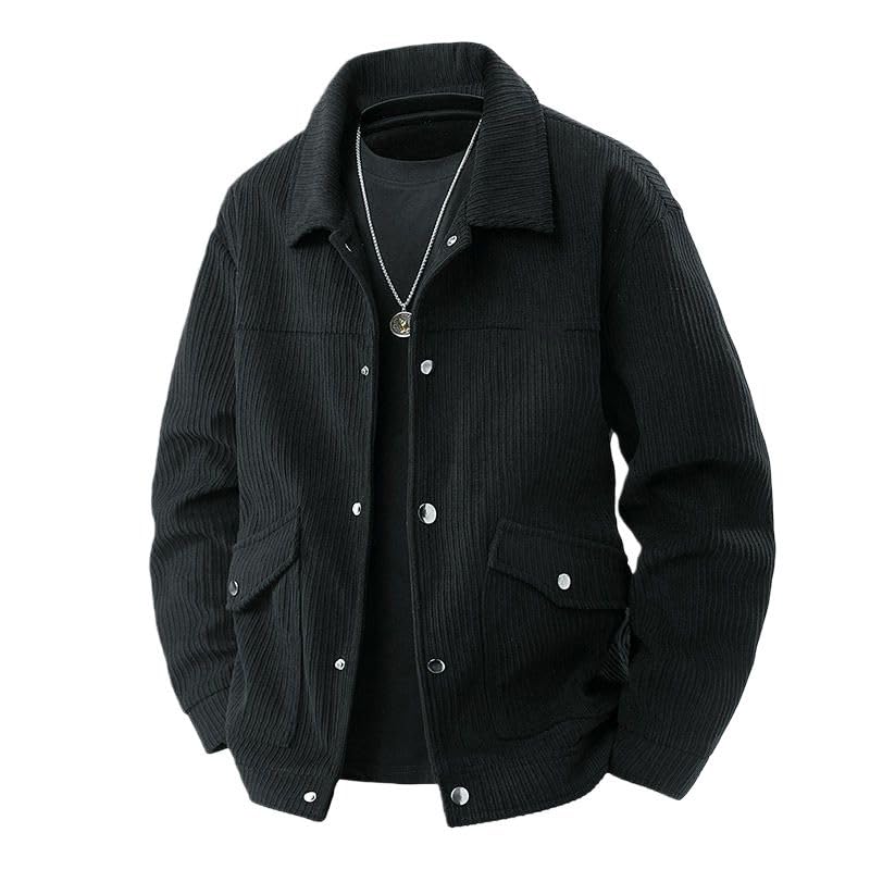 Veste à revers homme velours côtelé à rayures style décontracté