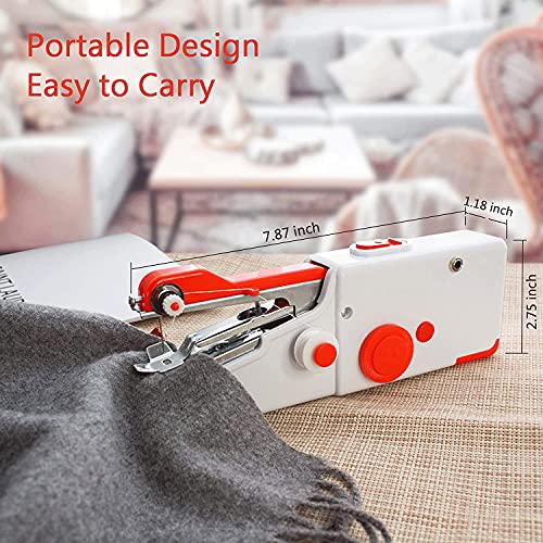 Hand Held Sewing Device, Mini Portable Sewing Machine for Beginners, Small Handheld Sewing Machine Kit Quick Stitching Suitable for Clothes, Cloth, Fabrics, Curtain, Pet Clothes, DIY Home Travel