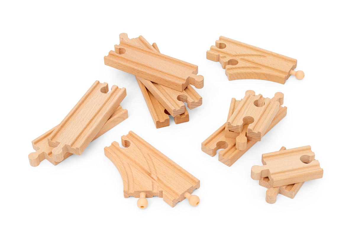 BRIO World - 36099 - Coffret de Démarrage 12 Rails - Pack B - Accessoire pour Circuit de Train en Bois - Assortiment de Rails - Jouet Mixte à partir de 3 Ans