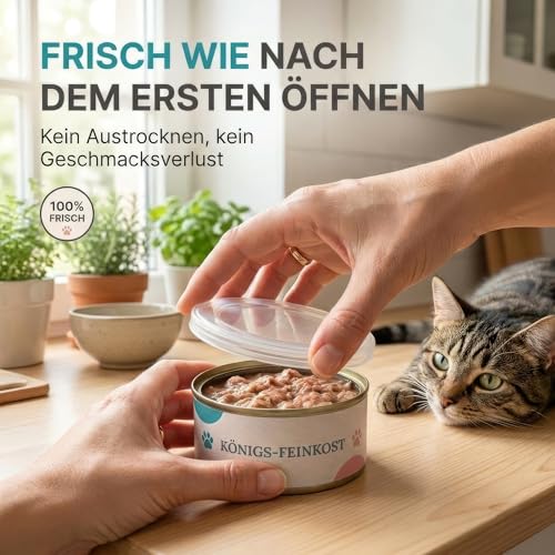 HUND IST KÖNIG Dosendeckel für Tierfutter (3 Stück) - Robuste Deckel für Katzen & Hundefutter Dosen - Tierfutter bleibt lange frisch Dosen schließen Gerüche ein - 800g Dosendeckel