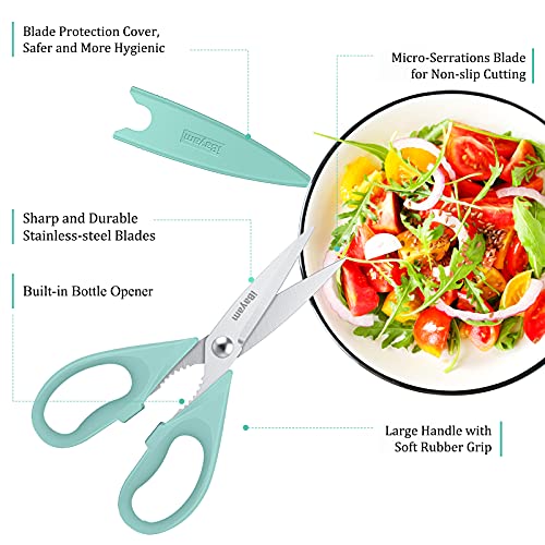 Kitchen Poultry Shears, Ibayam Meat Scissors Heavy Duty Dishwasher Safe Food Cooking Shears All Purpose Stainless Steel Utility Scissors, 2-Pack, Black, Aqua Sky #TOP1