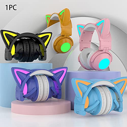 Bibabala Gaming Headset Lower Noise Over-Ear Headphones, Cute Cat Ear Wireless Gaming Headset, Fashion Bluetooth 5.0 Led Light Up Gamer Earphone For Pc Laptop Mobile Phone(Pink) #TOP7