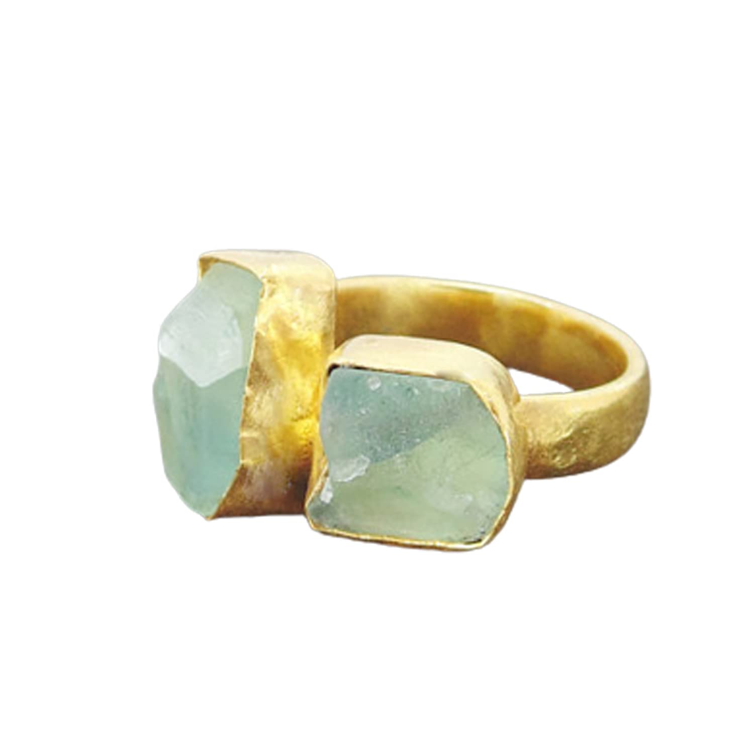 Green Gemstone Ring, Elegant 18K Gold Plated Natural Green Fluorite Ring