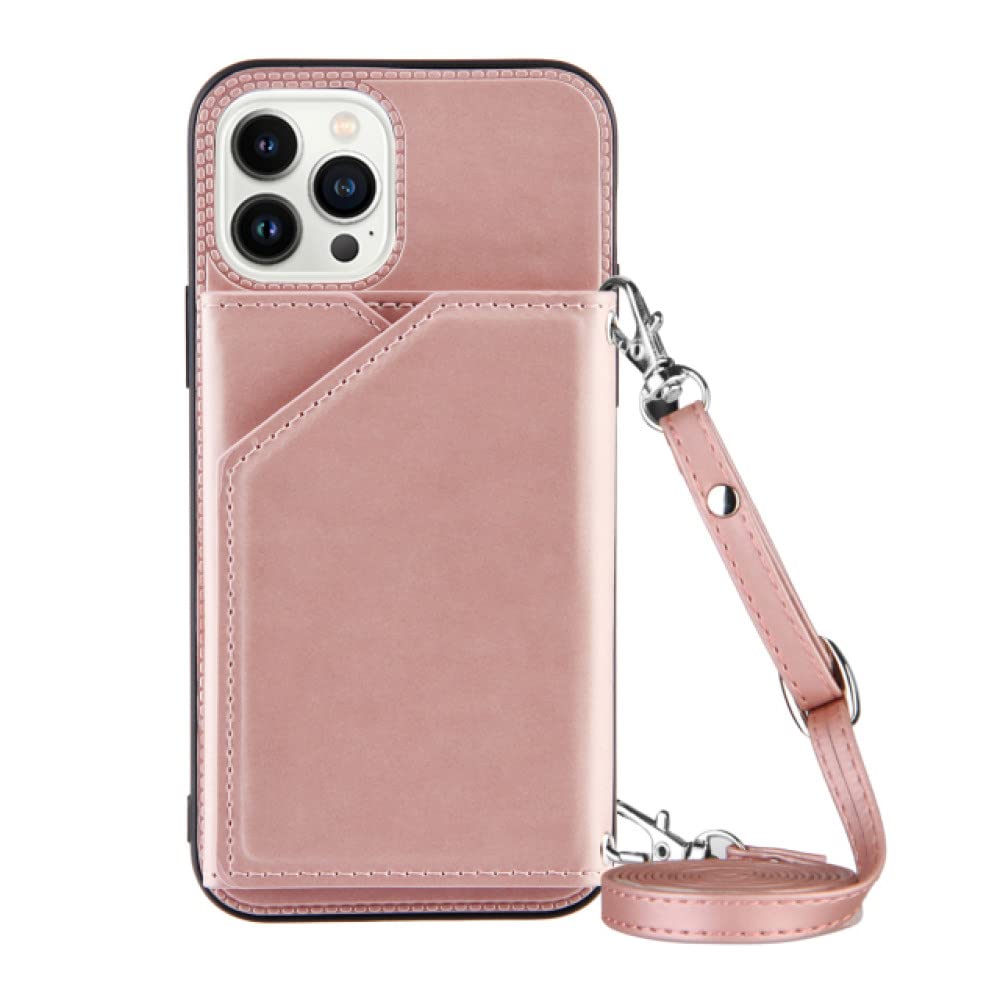 Custodia Portafoglio Per IPhone 11 - In Pelle PU Con Porta Carte, Cinghia Regolabile, Oro Rosa