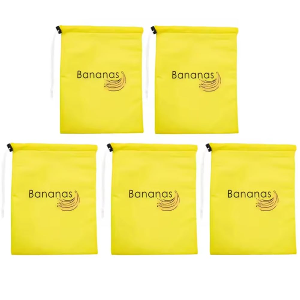 Tuidzljd 5Pcs Fruit Vegetable -Keep Storage Bags Insulated Banana Preserve Drawstring Pocket Yellow Bundle Bag