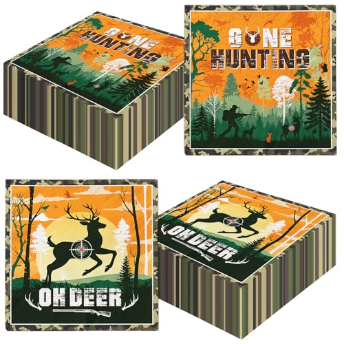 Hunting Birthday Party Decorations 40 Pcs Hunting Camo Party Paper Napkins Oh Deer Hunting Birthday Party Supplies Hunting Napkins for Baby Shower Camo Birthday Party Decorations