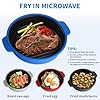 GLOU-GLOU GOOSE GGG Microwave Grill Pan, Fry Griddle Crisper Pan with Lid for Grilling Browning and Crisping Foods Microwave Silicone Cookware for Meat Sandwich Vegetable Red #5