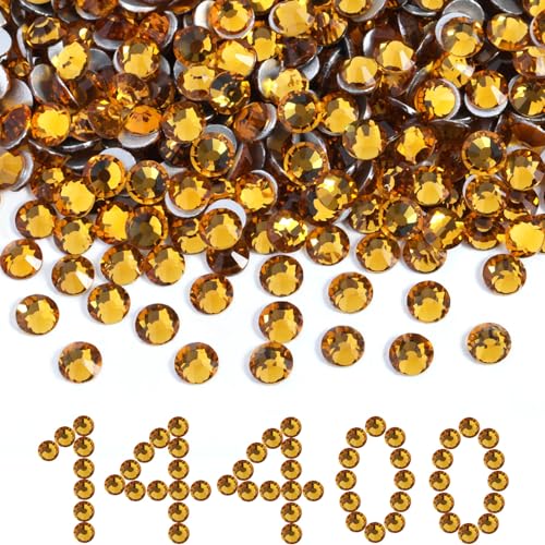 Image of Beadsland Flat Back Crystal Rhinestones Bulk, Topaz, SS16, 14400pcs | Flatback Glass Gems for Nails Crafts Clothes DIY Decoration, Glue Fix, 3.8-4.0mm