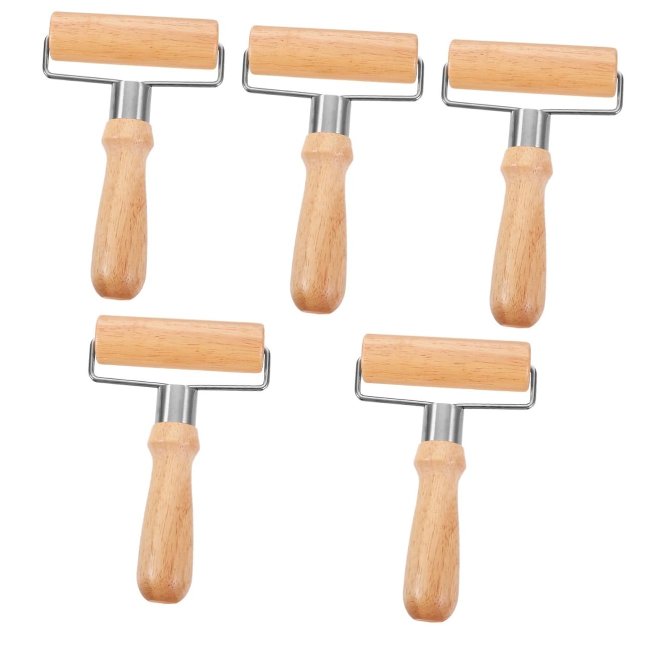 MAGICLULU 5piezas Rodillo De Madera Para Hornear Herramienta De Cocina Ergonómica Para Pasteles y Pizza Rodillo Antiadherente De Madera Natural Para Repostería y Masa De Pizza