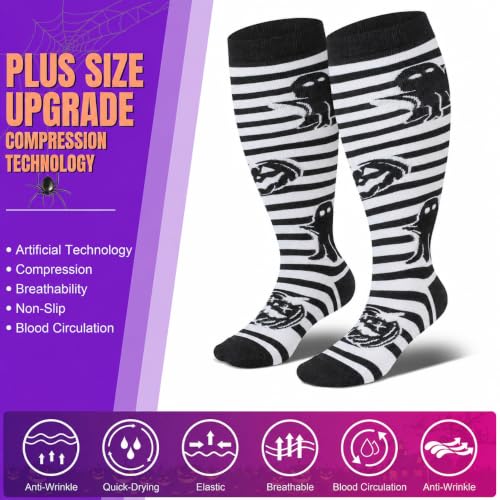 Image of Cerpite Plus Size Compression Socks 20-30 mmHg for Women & Men, Extra Wide Calf Compression Socks, Cushioned Breathable Support for Nurses, Travel, Running & Long Standing