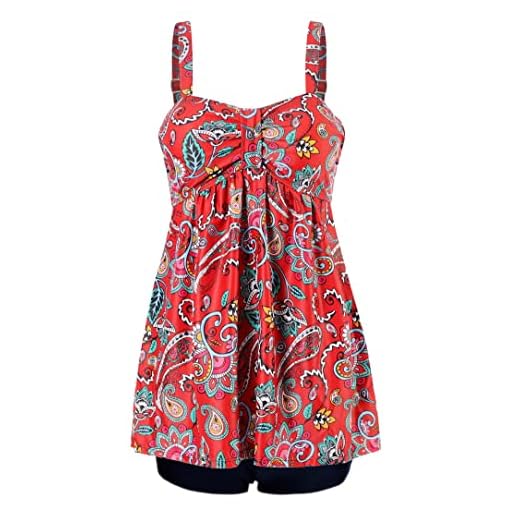 LA ORCHID Laorchid Tvådelad baddräkt för kvinnor push-up badkläder stora storlekar magen väg tankini baddräkt hög midja tankini, Vintage blommor, 38 SE