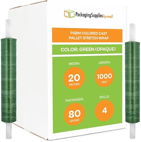 Vista 83 de PSBM - Rollo de película elástica roja con asas de núcleo extendido, 1 paquete, 20 pulgadas x 1000 pies, calibre 80, rollos de película elástica a