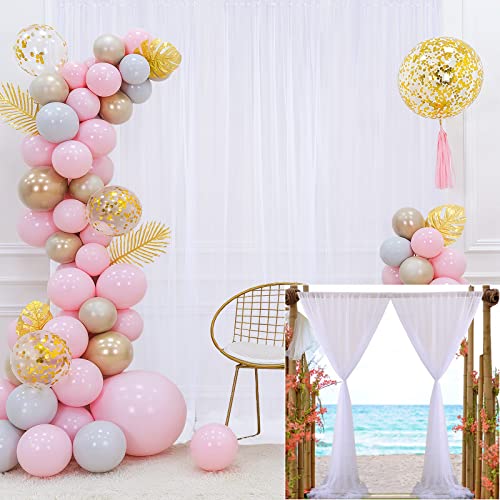 Leegleri White Sheer Backdrop Curtains Tulle Backdrop Curtain For Parties Wedding Baby Shower Bridal Shower Birthday Party Photo Booth Backdrop Background Drapes Decorations 10 Ft X 7 Ft cover