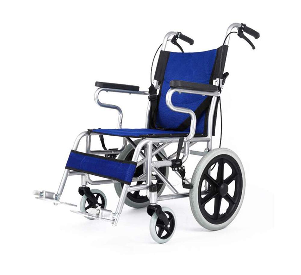 Silla de Ruedas Manual,Sillas de Ruedas de Transporte Silla de Ruedas de Conducción Médica Brazos Y Elevación de Piernas para Descanso Silla de Ruedas Manual Ligera Y Plegable/Blue