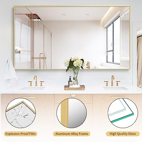 Koonmi 76"x34" Mirror Full Length, Gold Oversized Full Length Mirror with Stand, Large Gold Mirror for Bedroom Living Room, Leaning, Standing or Hanging Horizontally/Vertically