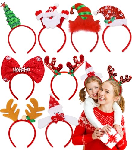 8 Stück Weihnachts Haarreif Weihnachten Haarreifen Weihnachtshaarreif...