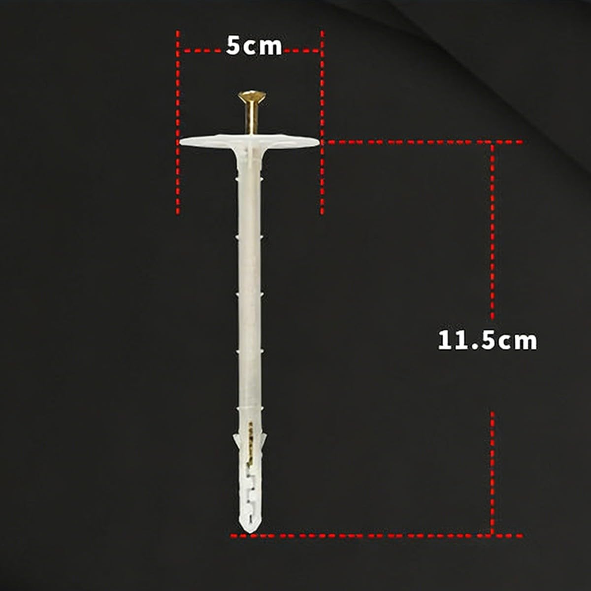 Dämmstoffdübel 5cm Teller Längen 10cm 12cm 14cm 16cm (200 Stück) – Schlagdübel WDVS Styropordübel für EPS Polystyrol, Fassadendämmung, Verzinkte Nägel