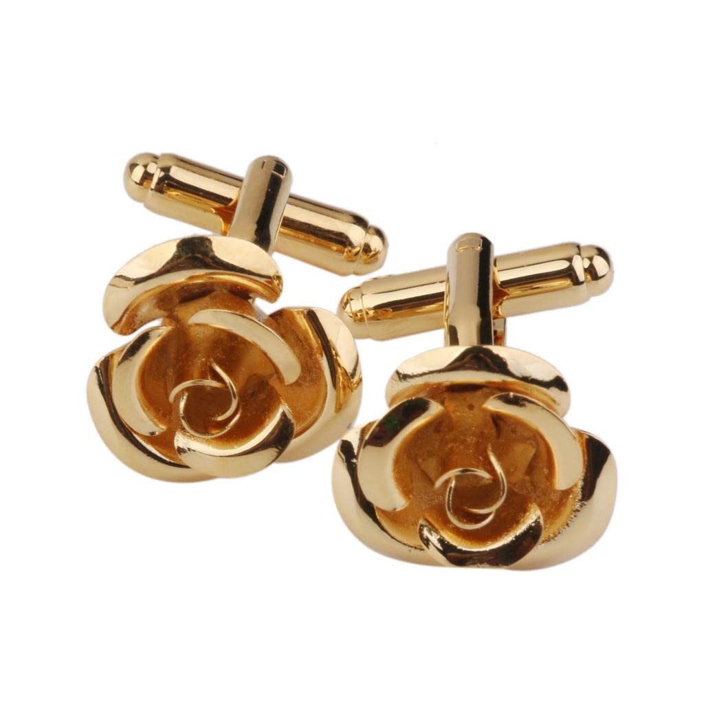 Copper Rose Cufflinks Cuff Links Jewelry Birthday Favor Gift 1Pair Golden-image-49