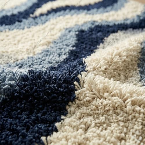 Image of SWEET HOMES Luxury Abstract Shag Rug, Thick Soft Square Area Carpet for Living Room, Bedroom, 11 x 11 Feet (335 x 335 cm), Slate Navy