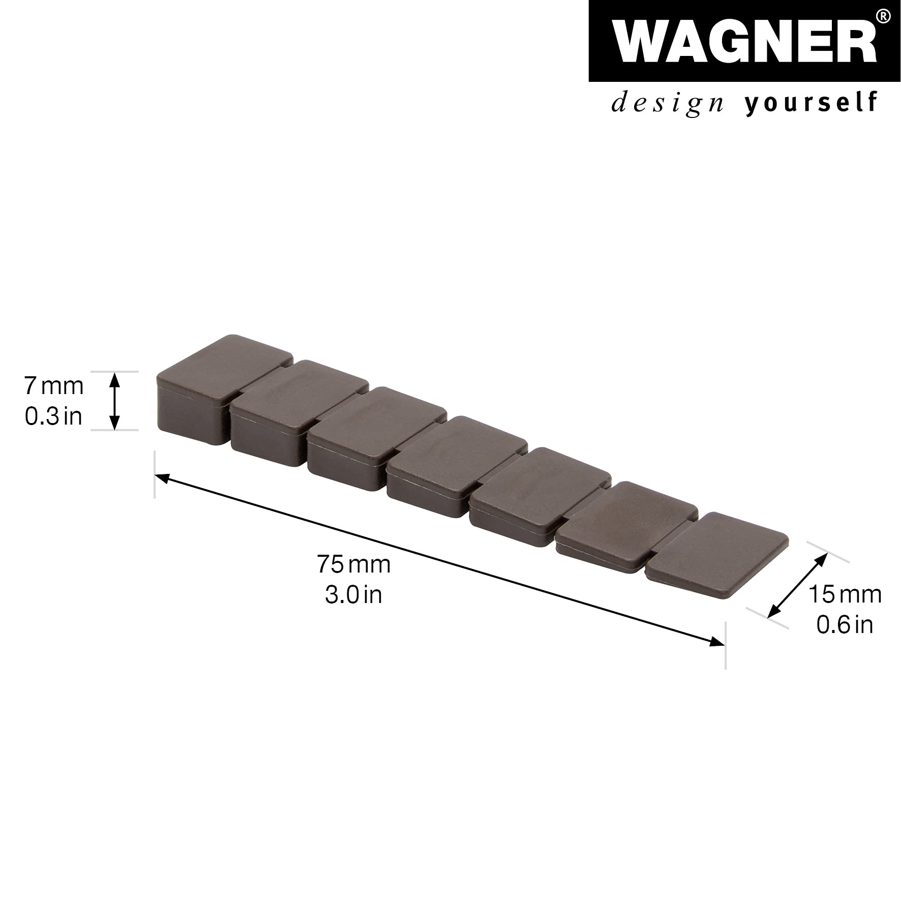 Wagner Door Wedge/Doorstop CUTSTICK 9pcs. Set, 75 x 7 mm, Brown Wedge Made of high Class Synthetics - Image 2